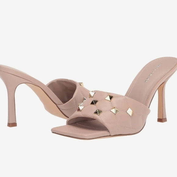 Marc Fisher Dacorin Quilted Studded Pink Heels - Picture 1 of 9